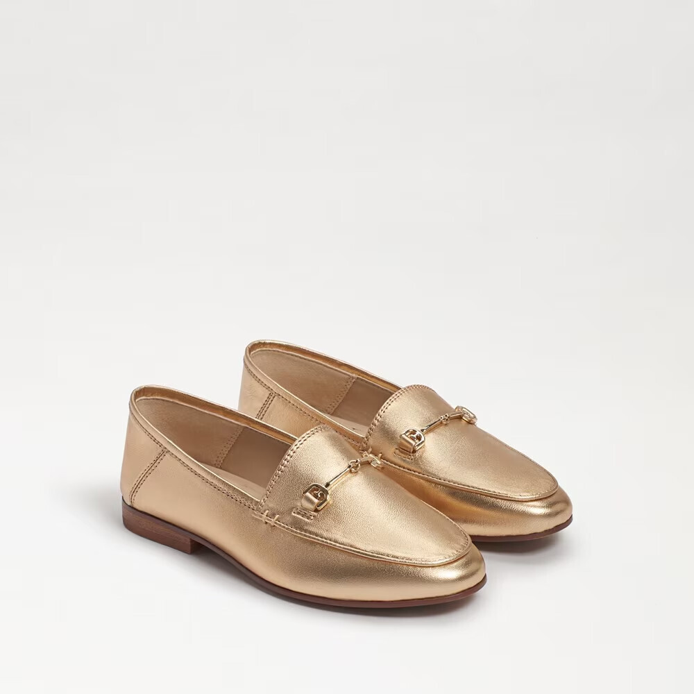 Sam Edelman Loraine Bit EC0225395 Loafers Kids Gold Leather Slip On Shoes GAL539